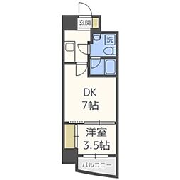 アプリーレ南森町 1DKの間取図画像