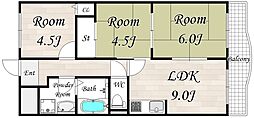 サンプラザ神楽 3LDKの間取図画像
