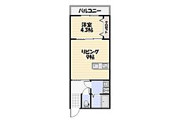 Lyk貝塚 1LDKの間取図画像