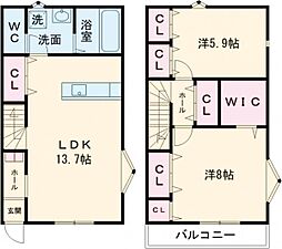 ポーリーハイツ 2LDKの間取図画像