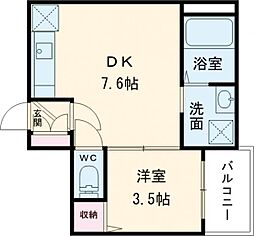 サングラン松原天美 1DKの間取図画像