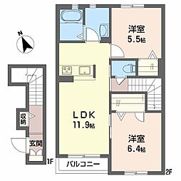 マイスクエアー平井 2LDKの間取図画像