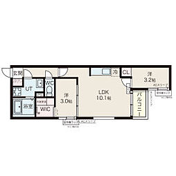 名古屋市中川区小本本町3丁目アパート 2LDKの間取図画像