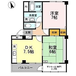 ヴィベールJ 2DKの間取図画像