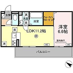 ベルイール A棟 1LDKの間取図画像