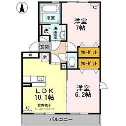 シャン・ドゥダン・パトリ 2LDKの間取図画像