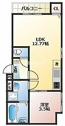 久留米市諏訪野町アパート 1LDKの間取図画像