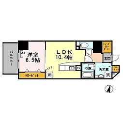Y'sCourt東梅田 1LDKの間取図画像