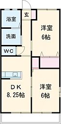 パークハイツ 2DKの間取図画像