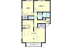 シティーパルB棟 2LDKの間取図画像