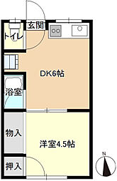 みずほハイツ 1DKの間取図画像
