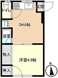 みずほハイツ 1DKの間取図画像