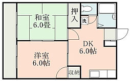 RICH1番館A 2DKの間取図画像