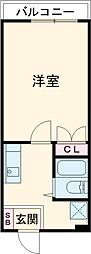 クローバー富士6号館 1Kの間取図画像