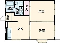田村ビルエトワール西和 2DKの間取図画像