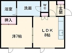 ecoa本町.4 1DKの間取図画像