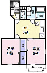 エメラルドガーデン2 2DKの間取図画像