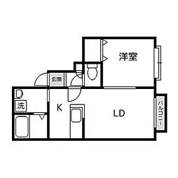 パークリュクスN18ロイヤルヴィラ 1LDKの間取図画像
