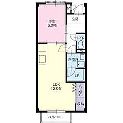メゾンなかみち2 1LDKの間取図画像