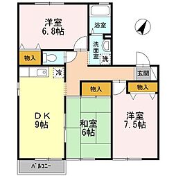 あかりB棟 3DKの間取図画像