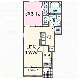 ドリームホーリー 1LDKの間取図画像