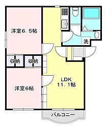 ピュアライフ結城C 2LDKの間取図画像