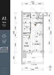 グランフォーレ博多プレミアベイサイド 1DKの間取図画像
