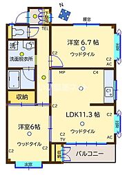 コーポたか 2LDKの間取図画像