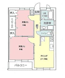 サン・フォーレ富士 2DKの間取図画像