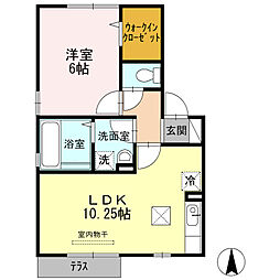 グランドソレイユB 1LDKの間取図画像