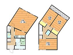須賀町アパートメント 3SLDKの間取図画像