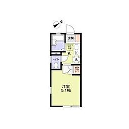グランフォレスタみずほ台 1Kの間取図画像
