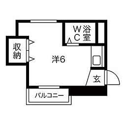 鶴田マンション ワンルームの間取図画像