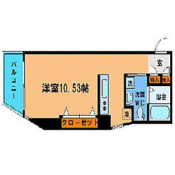 フラワーシティInブラボン ワンルームの間取図画像