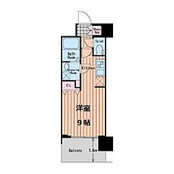 S-cute梅田中崎町 ワンルームの間取図画像