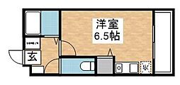 リック六本松 ワンルームの間取図画像