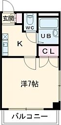 末広13番館 1Kの間取図画像