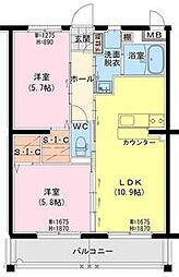 ララ クレイン 2LDKの間取図画像