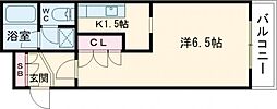 ベルグリーン熊内 1Kの間取図画像