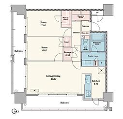RJRプレシア博多駅前 2LDKの間取図画像