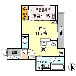 レーヴ・クレール東中央 1LDKの間取図画像