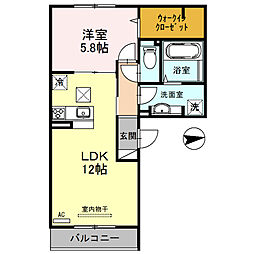 ベルヴィル 1LDKの間取図画像