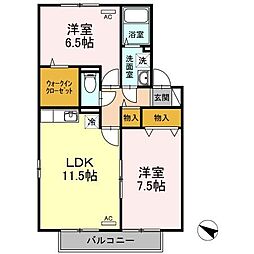 アグレアーブル春日B 2LDKの間取図画像