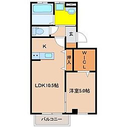 グランピア源藤 1LDKの間取図画像