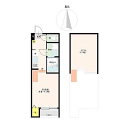 京都市山科区音羽草田町アパート 1Kの間取図画像