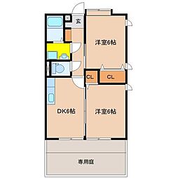 エストレージャヒルズ 2DKの間取図画像