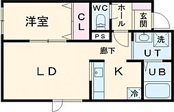 シャングリラ住吉 1LDKの間取図画像