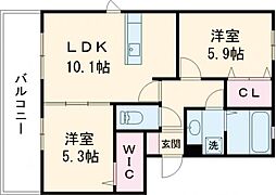 JK長嶺東 2LDKの間取図画像
