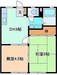 パナハイツいなぎ 2DKの間取図画像