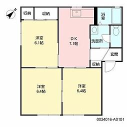 シャローム島崎 2LDKの間取図画像